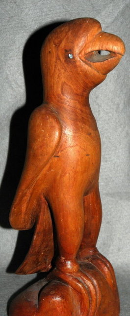 Folk Art Carved Teak Wood Parrot Stylized Anthropomorphic