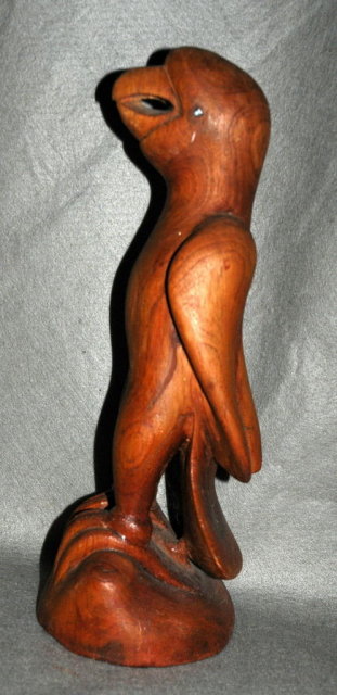 Folk Art Carved Teak Wood Parrot Stylized Anthropomorphic