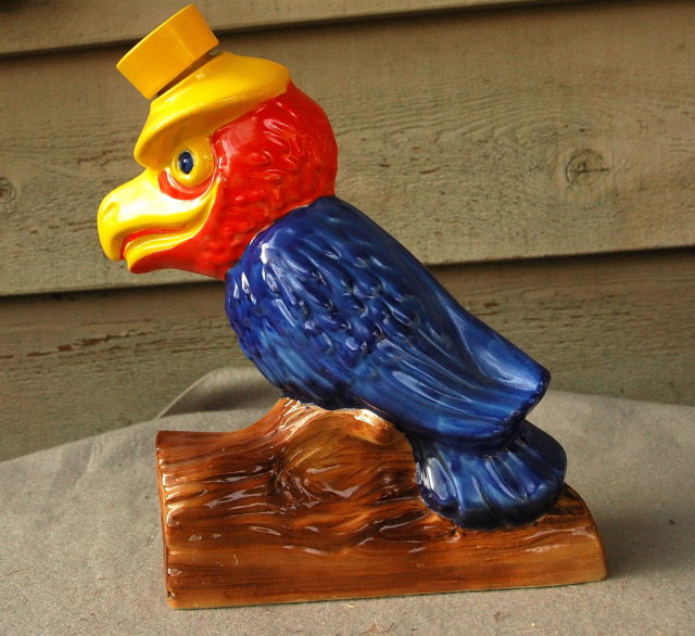 Ezra Brooks Kansas Jayhawk whiskey bottle 1969