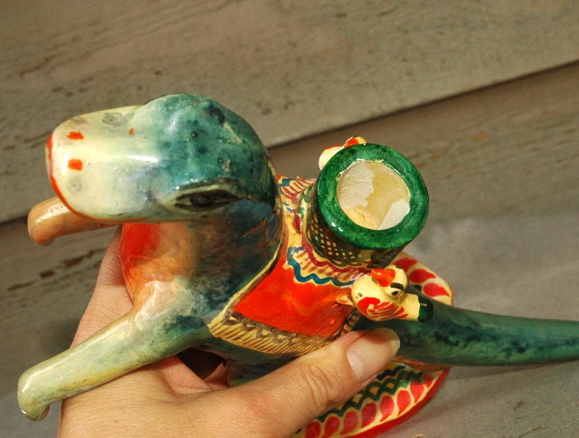 Old Mexican Folk Art Plaster Standing Lizard Candle Stick Holder * PRICE REDUCTION!*