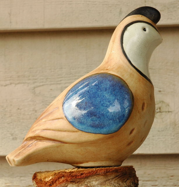 Pottery Quail Signed & Dated
