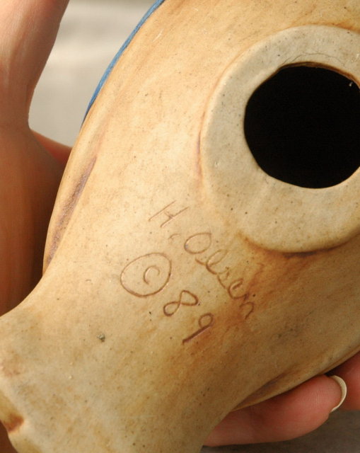 Pottery Quail Signed & Dated