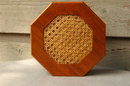 Teak Octagonal Trinket Jewelry Box with Caned Top * PRICE REDUCTION!*