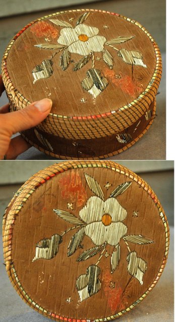 Great Lakes Region Porcupine Quill Birch Bark Basket Box *** PRICE REDUCED!***