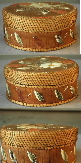 Great Lakes Region Porcupine Quill Birch Bark Basket Box *** PRICE REDUCED!***