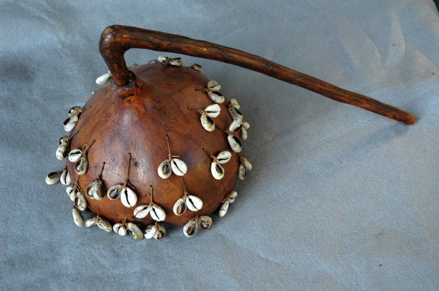 Gourd Rattle with Cowrie Shell Dangle-- Primitive **PRICE REDUCTION**!!