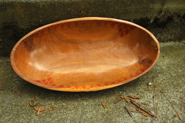 Wooden Dough Bowl Hand Primitive Hand Painted design *PRICE REDUCTION!*