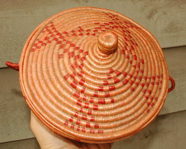Native Eskimo Coiled Open Work Basket with Lid *PRICE REDUCTION!*