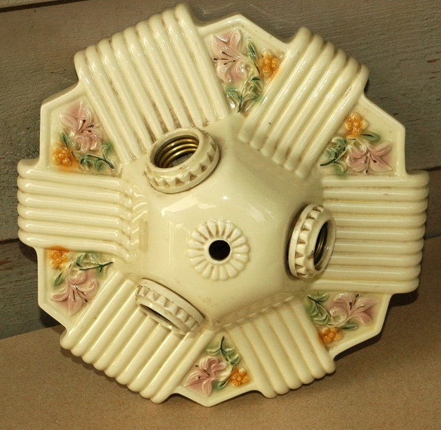 ANTIQUE Light Fixture Porcelain Ceiling 3 -way electric Fixture *PRICE REDUCTION!*