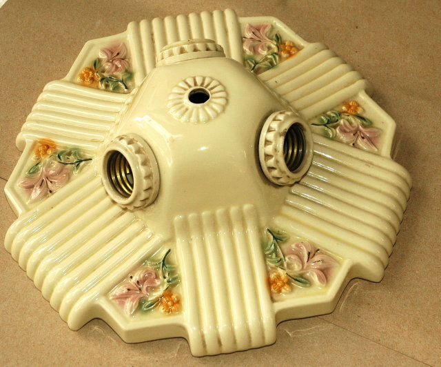 ANTIQUE Light Fixture Porcelain Ceiling 3 -way electric Fixture *PRICE REDUCTION!*