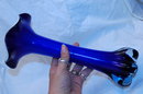 Fused Glass Fluted Ruffled Bud Vase -blue on white