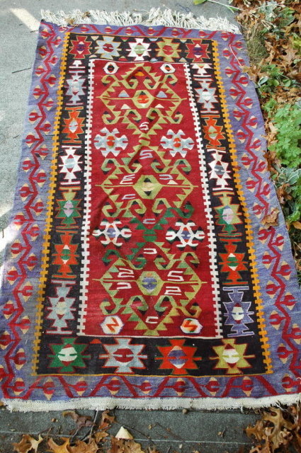 Turkish Tribal Prayer Rug Vintage Hand Knotted Wool 66