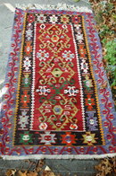 Turkish Tribal Prayer Rug Vintage Hand Knotted Wool 66