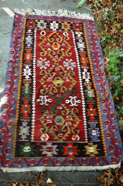 Turkish Tribal Prayer Rug Vintage Hand Knotted Wool 66