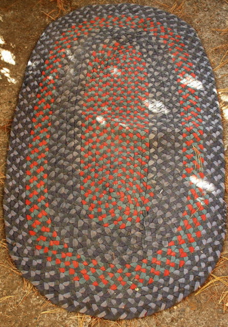 Braided Rag Rug vintage oval 56