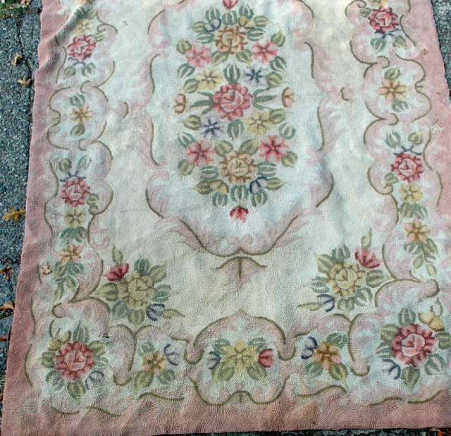 Hooked Wool Rug , antique floral area rug 106