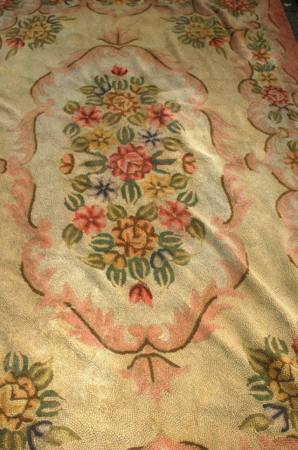 Hooked Wool Rug , antique floral area rug 106
