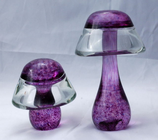 2 Purple Glass Mushrooms **PRICE REDUCTION**!!