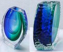 Alessandro Mandruzzato Murano Glass Vase Blue Green with COA