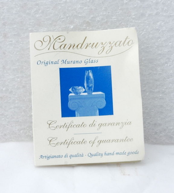 Alessandro Mandruzzato Murano Glass Vase Blue Green with COA