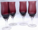 set of 4 cordials stem glassess amethyst and clear