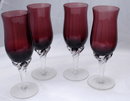 set of 4 cordials stem glassess amethyst and clear