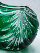 Cut to Clear Green Crystal Glass Vase
