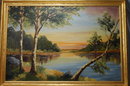 Sunset at Lake Oil on Board -V. Bjork