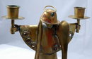 SALVADOR TERAN Hand Wrought Brass Angel Candle Holder Old Mexican Modernist Art