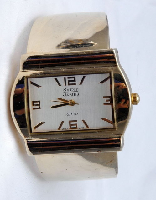 Fat Hinged Cuff Bracelet Quartz Watch by Saint James