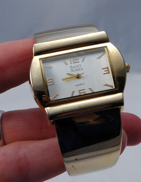 Fat Hinged Cuff Bracelet Quartz Watch by Saint James