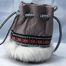 Alaskan Native American Drawstring Bag or Pouch Leather & Fur