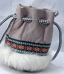 Alaskan Native American Drawstring Bag or Pouch Leather & Fur