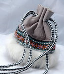 Alaskan Native American Drawstring Bag or Pouch Leather & Fur