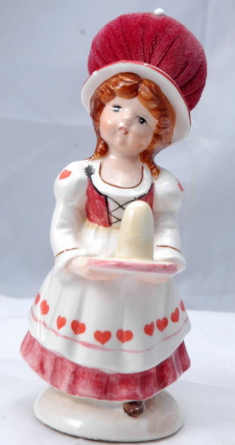 Ceramic Pin Cushion Thimble Holder Doll