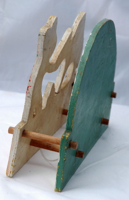 Old Mexican Folk Art Painted Wood Napkin Holder
