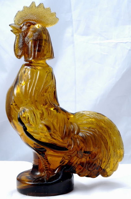 Amber Rooster Bottle Decanter Jeffery Snyder Pat Pend.