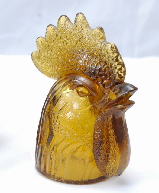 Amber Rooster Bottle Decanter Jeffery Snyder Pat Pend.