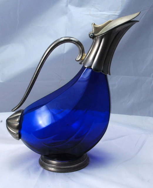 Cobalt Blue Glass Duck Wine Decanter