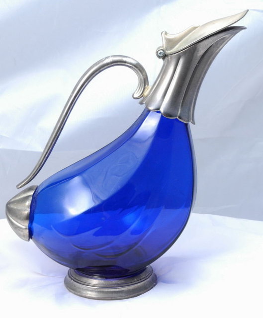 Cobalt Blue Glass Duck Wine Decanter