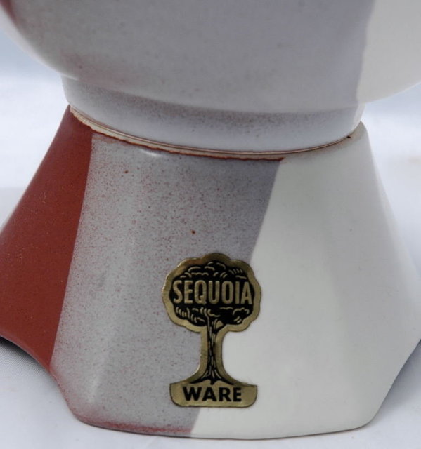 Mid Century Sequoia Ware Pottery Candle Holder, signed & numbered
