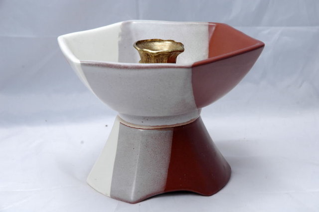 Mid Century Sequoia Ware Pottery Candle Holder, signed & numbered