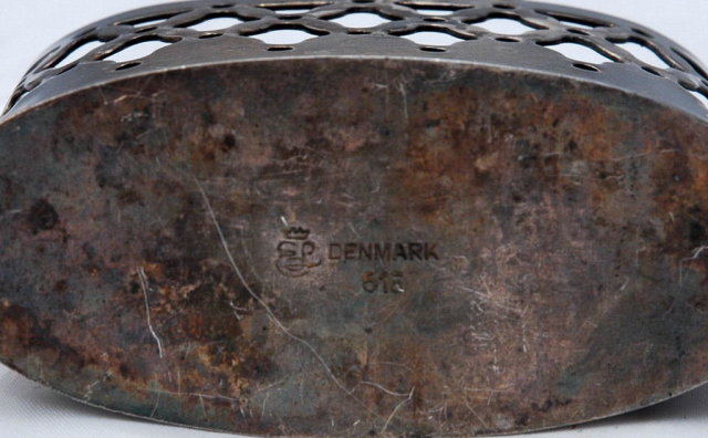 Denmark Silver Plate Holder Marked & Numbered C Jensens Sølvvarefabrik