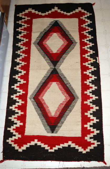 Antique Ganado Navajo Rug Diamonds, Red and Brown **PRICE REDUCTION!**