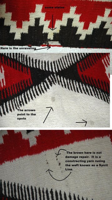 Antique Ganado Navajo Rug Diamonds, Red and Brown **PRICE REDUCTION!**