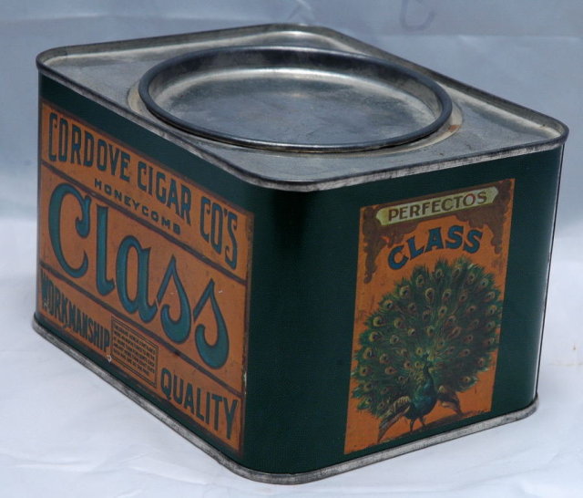 Old Cordove Cigar Tin Peacock graphic