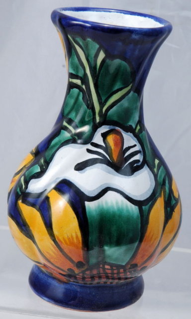 Mexican Talavera Pottery Vase Signed, Libre Depolomo Mexico G.L.