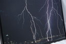 Lightning over Seattle Photograph Signed & Framed Behind Glass