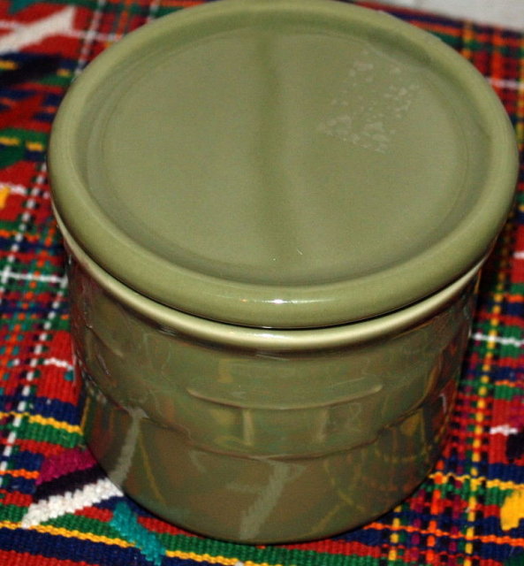 Longaberger Porcelain Pottery Crock Storage Container with Lid