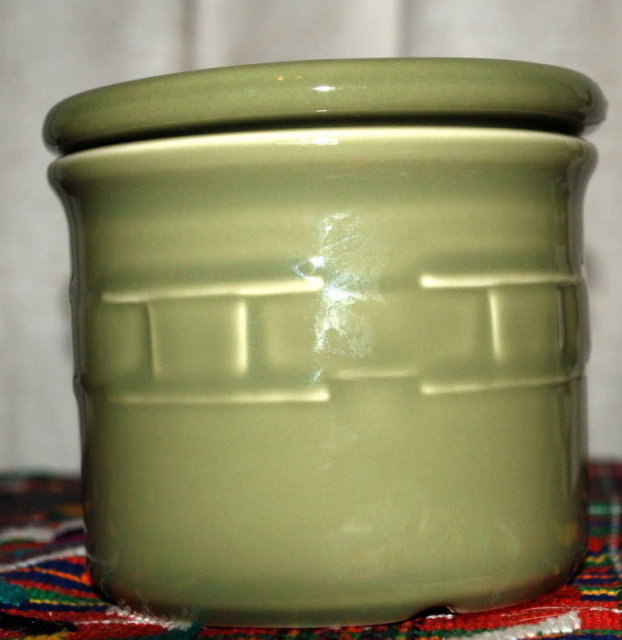 Longaberger Porcelain Pottery Crock Storage Container with Lid